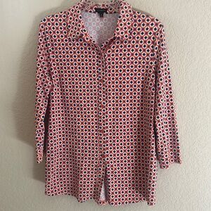 Talbots orange and blue enamel button long sleeve. Size M.